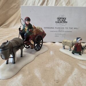 Heritage Village Bringing Fleeces To The Mill 2 Pc Set Original Packaging Mint